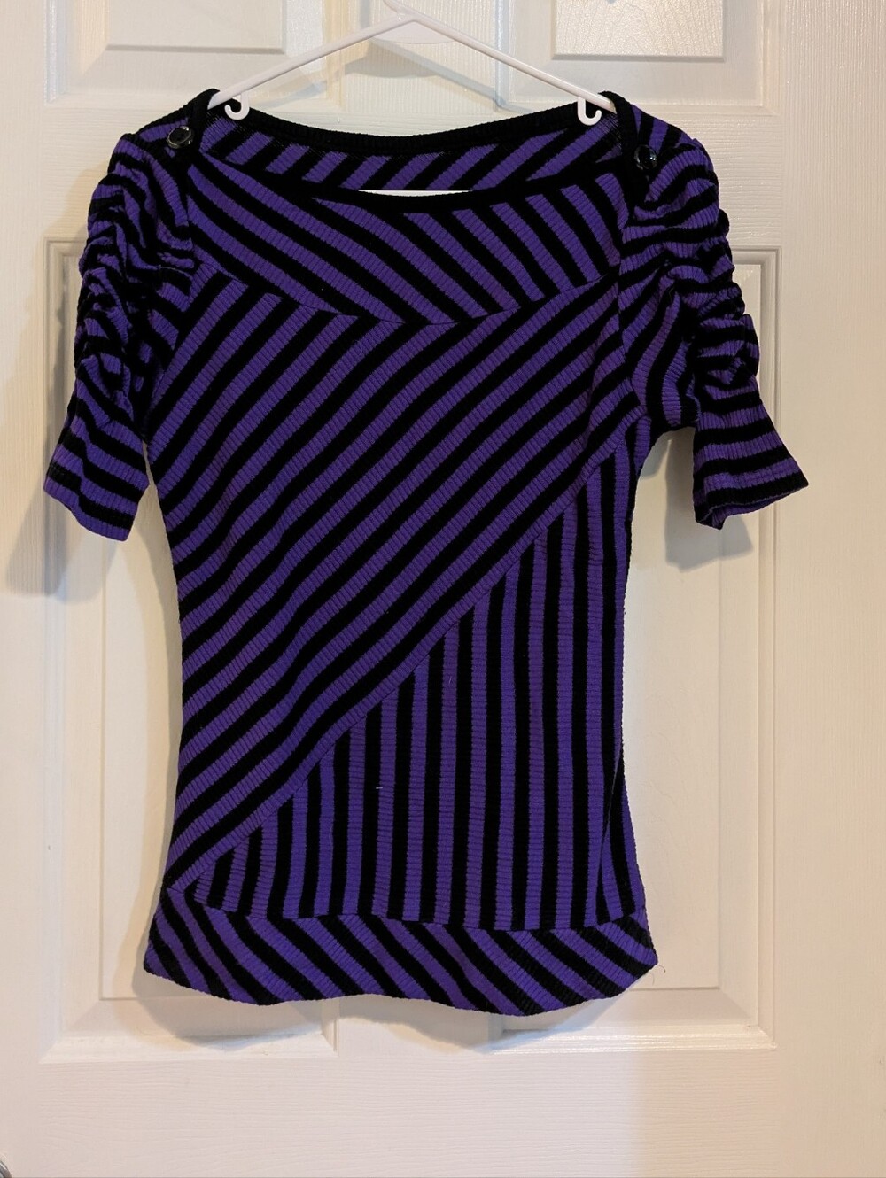 Striped Purple and Black Women’s Top
